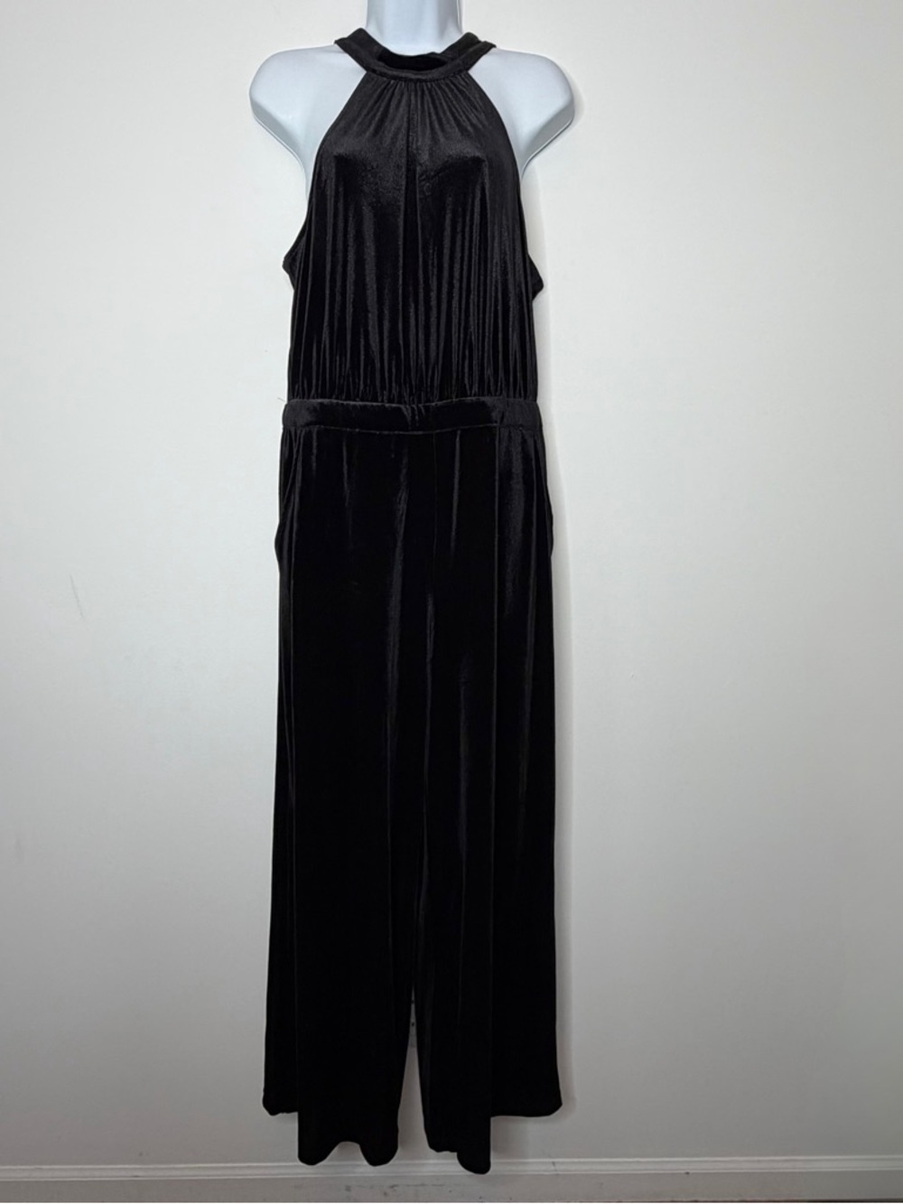 A New Day Black Velvet Halter Jumpsuit